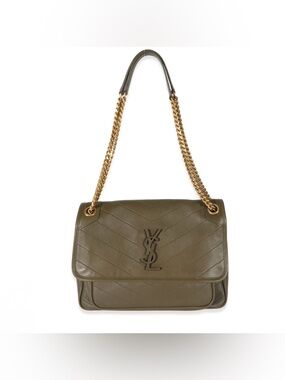Saint Laurent Green & Gold Niki Quilted Leather Bag | Medium